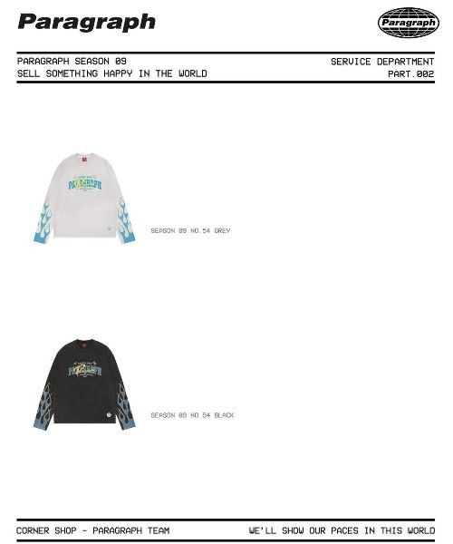 Paragraph(パラグラフ)の「A'GEM/9 × .kom『paragraph/パラグラフ』ファイアーダブルロゴ長袖Tシャツ(Tシャツ/カットソー・メンズ・ブラック/グレー・FREE)」の5枚目の写真