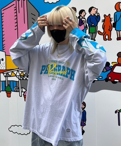 Paragraph(パラグラフ)の「A'GEM/9 × .kom『paragraph/パラグラフ』ファイアーダブルロゴ長袖Tシャツ(Tシャツ/カットソー・メンズ・ブラック/グレー・FREE)」の7枚目の写真