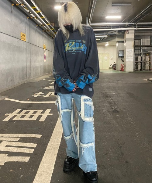 Paragraph(パラグラフ)の「A'GEM/9 × .kom『paragraph/パラグラフ』ファイアーダブルロゴ長袖Tシャツ(Tシャツ/カットソー・メンズ・ブラック/グレー・FREE)」の11枚目の写真