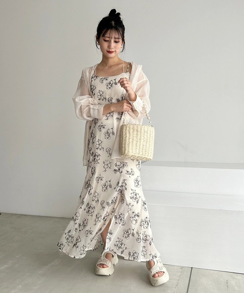 one after another NICE CLAUP(ワンアフターアナザーナイスクラップ)の「バッククロス/シャーリングキャミワンピース(ワンピース・レディース・ブラック/アイボリー/ピンク/ホワイト系その他・FREE)」の19枚目の写真