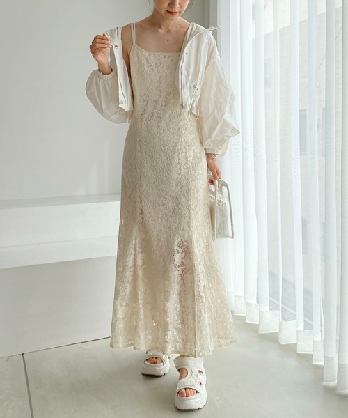 one after another NICE CLAUP(ワンアフターアナザーナイスクラップ)の「バッククロス/シャーリングキャミワンピース(ワンピース・レディース・ブラック/アイボリー/ピンク/ホワイト系その他・FREE)」の12枚目の写真