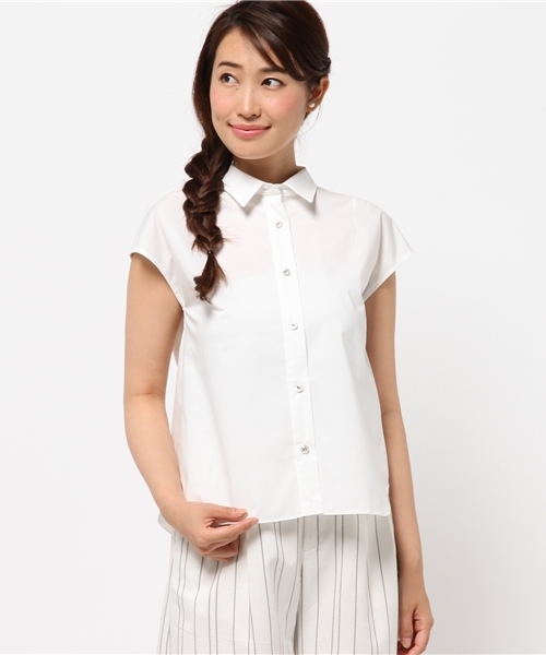 La TOTALITE（ラトータリテ）の「タイプライター フレンチシャツ。（シャツ/ブラウス・レディース・バーガンディー/ホワイト/ベージュ・FREE）」の2枚目の写真