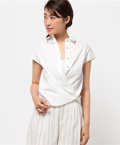 La TOTALITE（ラトータリテ）の「タイプライター フレンチシャツ。（シャツ/ブラウス・レディース・バーガンディー/ホワイト/ベージュ・FREE）」の4枚目の写真