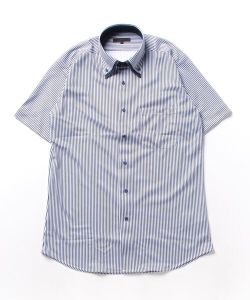 m.f.editorial（エムエフエディトリアル）の「エムエフエディトリアルメンズ/m.f.editorial:MEN Biz クールパス ボタンダウン半袖 ビズシャツ（ビジネスシャツ・メンズ・ネイビー・MEDIUM/LARGE/X-LARGE）」の2枚目の写真