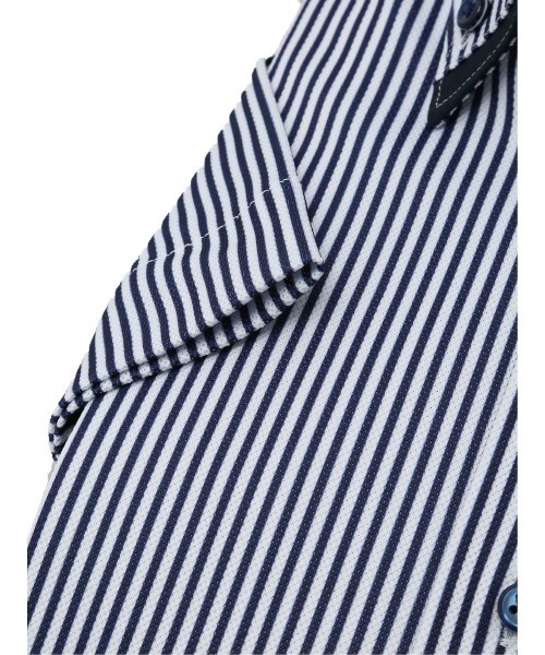 m.f.editorial（エムエフエディトリアル）の「エムエフエディトリアルメンズ/m.f.editorial:MEN Biz クールパス ボタンダウン半袖 ビズシャツ（ビジネスシャツ・メンズ・ネイビー・MEDIUM/LARGE/X-LARGE）」の6枚目の写真