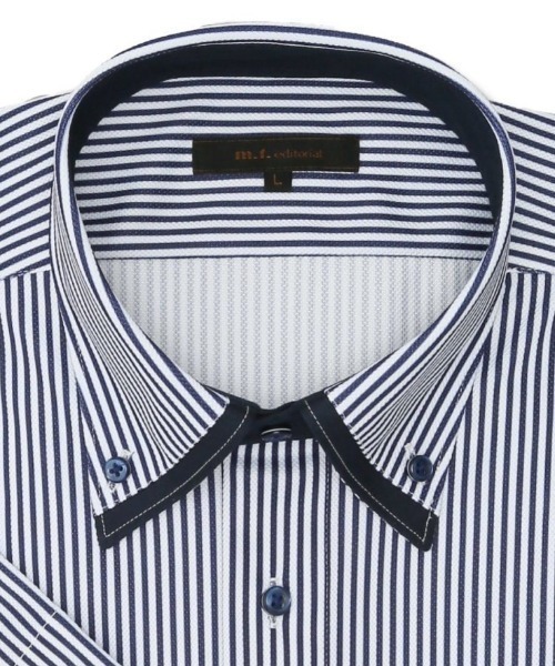 m.f.editorial（エムエフエディトリアル）の「エムエフエディトリアルメンズ/m.f.editorial:MEN Biz クールパス ボタンダウン半袖 ビズシャツ（ビジネスシャツ・メンズ・ネイビー・MEDIUM/LARGE/X-LARGE）」の8枚目の写真