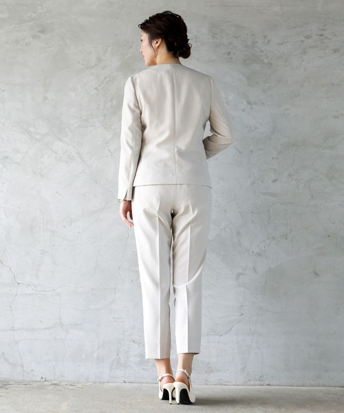 WHITE JOOLA（ホワイトジョーラ）の「【洗濯機で洗える♪】リネンライク・麻調メランジ・センタープレス入りテーパードパンツ（その他パンツ・レディース・モカ/ベージュ/ネイビー・S/M/L）」の13枚目の写真