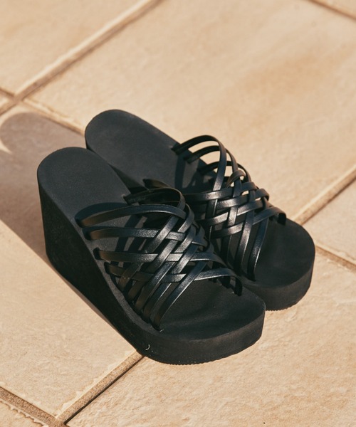 レザーライク編みサンダル（サンダル）｜San-ai Resort 三愛水着