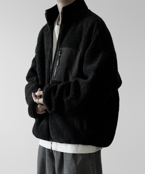 RUUBON（ルーボン）の「【RUUBON】 high neck boa jacket / ハイネック ボアジャケット（ブルゾン・メンズ・ナチュラル/ブラック/モカ・M/L/S）」の14枚目の写真