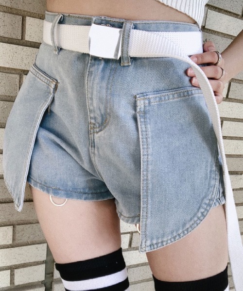 アンダール　デニム ワイドパンツ andar ショート　M　マリンブルー Ice Tencel デニムワイドパンツ | andar JAPAN