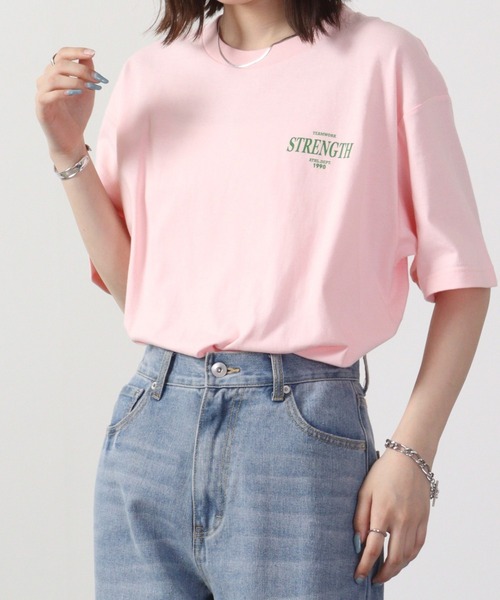 MODISH GAZE(モディシュガゼ)の「MODISH GAZE STRENGTHオーバルロゴTシャツ 半袖(Tシャツ/カットソー・メンズ・オレンジ/ピンク/ホワイト/ブラック・M/L/XL)」の1枚目の写真