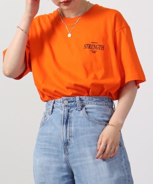 MODISH GAZE(モディシュガゼ)の「MODISH GAZE STRENGTHオーバルロゴTシャツ 半袖(Tシャツ/カットソー・メンズ・オレンジ/ピンク/ホワイト/ブラック・M/L/XL)」の6枚目の写真
