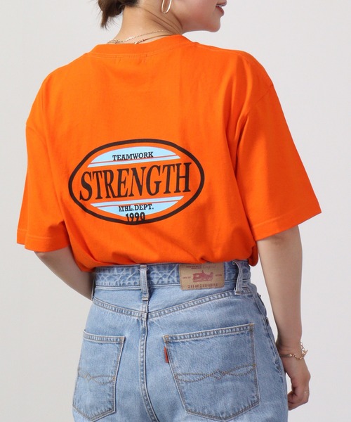 MODISH GAZE(モディシュガゼ)の「MODISH GAZE STRENGTHオーバルロゴTシャツ 半袖(Tシャツ/カットソー・メンズ・オレンジ/ピンク/ホワイト/ブラック・M/L/XL)」の8枚目の写真