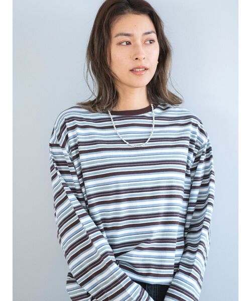 Ungrid（アングリッド）の「マルチボーダーロングスリーブTee（Tシャツ/カットソー・レディース・ブラウン/イエロー・FREE）」の13枚目の写真