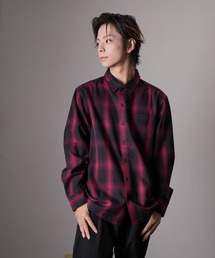 ゆったり シルエット フランネル オンブレチェック レギュラー カラー シャツ