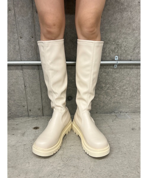 PHILLY(フィリー)の「【PHILLY】ストレッチロングブーツ(ブーツ・レディース・ブラック/アイボリー・SMALL/MEDIUM)」の9枚目の写真