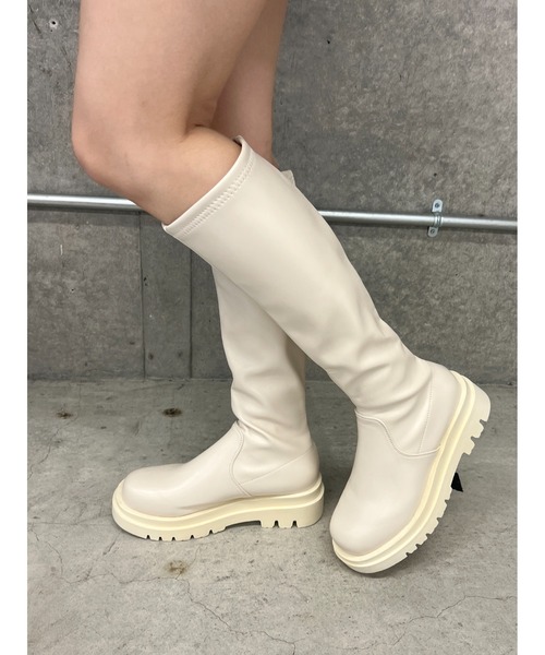 PHILLY(フィリー)の「【PHILLY】ストレッチロングブーツ(ブーツ・レディース・ブラック/アイボリー・SMALL/MEDIUM)」の10枚目の写真