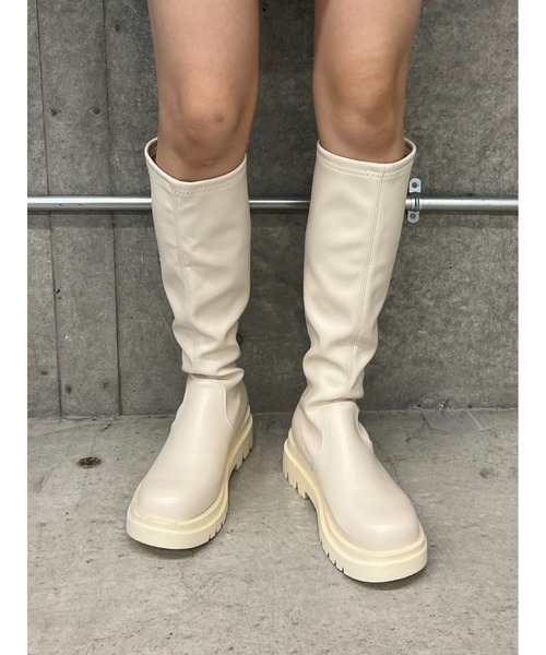 PHILLY(フィリー)の「【PHILLY】ストレッチロングブーツ(ブーツ・レディース・ブラック/アイボリー・SMALL/MEDIUM)」の11枚目の写真