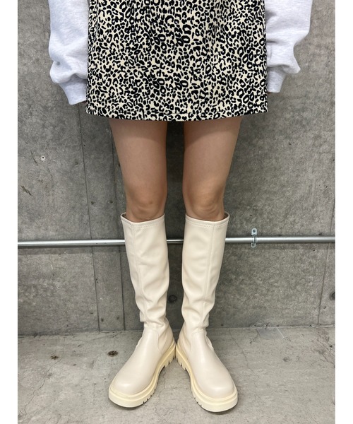 PHILLY(フィリー)の「【PHILLY】ストレッチロングブーツ(ブーツ・レディース・ブラック/アイボリー・SMALL/MEDIUM)」の7枚目の写真