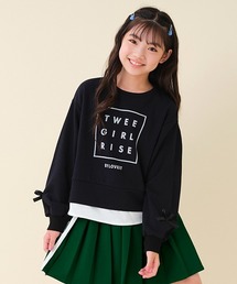 フロッキープリントレイヤード風プルオーバー