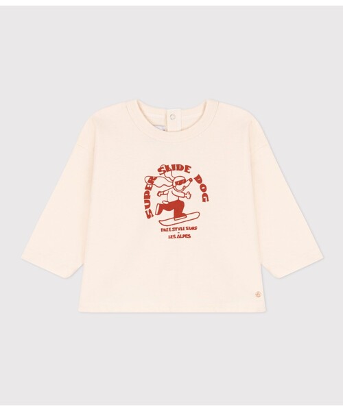 PETIT BATEAU（プチバトー）の「プリント長袖Ｔシャツ（Tシャツ/カットソー・キッズ・ライトブルー/ネイビー/オフホワイト/ライトグレー/レッド/イエロー/ホワイト×レッド・18MONTH/12MONTH/36MONTH/24MONTH）」の2枚目の写真