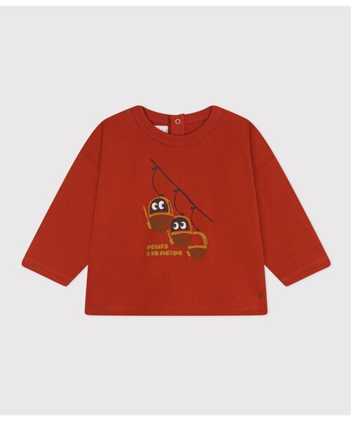 PETIT BATEAU（プチバトー）の「プリント長袖Ｔシャツ（Tシャツ/カットソー・キッズ・ライトブルー/ネイビー/オフホワイト/ライトグレー/レッド/イエロー/ホワイト×レッド・18MONTH/12MONTH/36MONTH/24MONTH）」の7枚目の写真