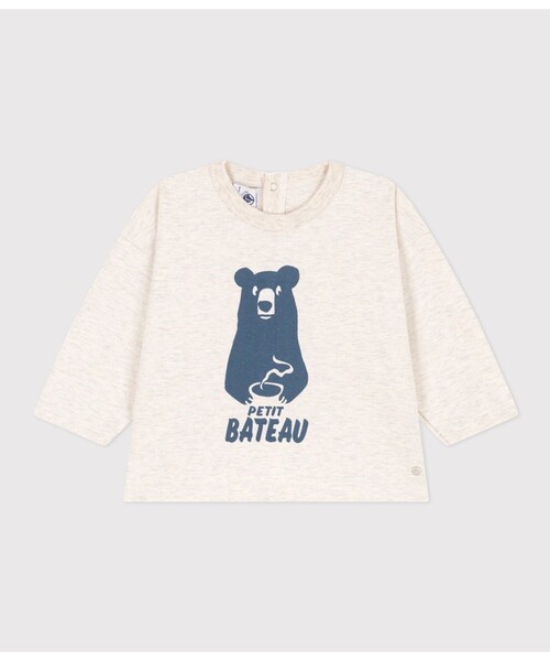 PETIT BATEAU（プチバトー）の「プリント長袖Ｔシャツ（Tシャツ/カットソー・キッズ・ライトブルー/ネイビー/オフホワイト/ライトグレー/レッド/イエロー/ホワイト×レッド・18MONTH/12MONTH/36MONTH/24MONTH）」の3枚目の写真
