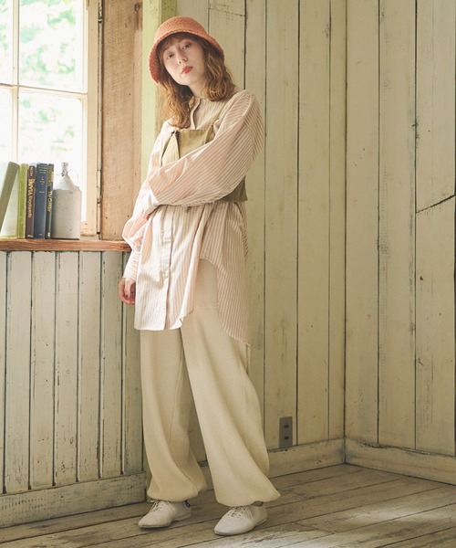 Crisp(クリスプ)の「ワッフルジョガーパンツ(その他パンツ・レディース・ベージュ/ダークブラウン・FREE)」の4枚目の写真