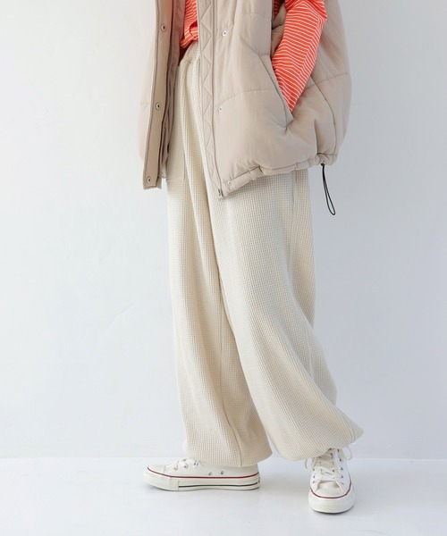 Crisp(クリスプ)の「ワッフルジョガーパンツ(その他パンツ・レディース・ベージュ/ダークブラウン・FREE)」の22枚目の写真