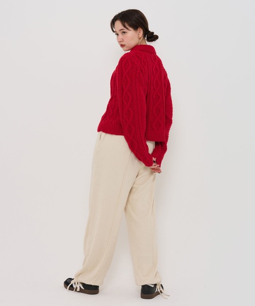 TINA：JOJUN（ティーナジョジュン）の「襟付き ケーブルニットカーディガン TINA：JOJUN（カーディガン/ボレロ・レディース・レッド/ヘザーグレー/アイボリー/ネイビー・M）」の21枚目の写真