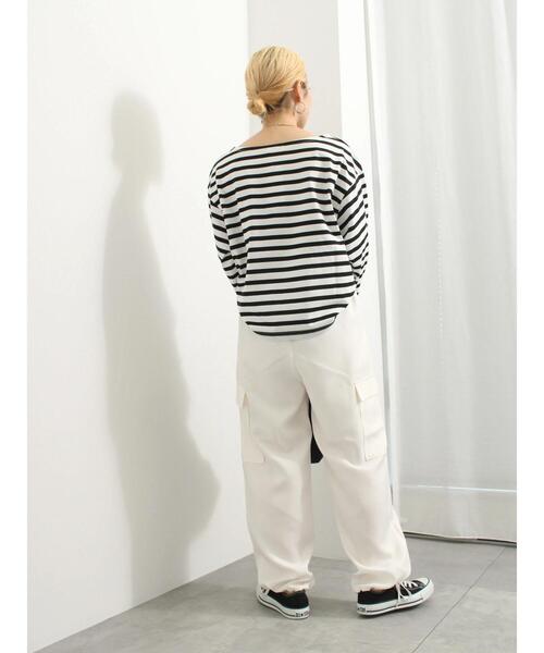 Samansa Mos2 blue(サマンサモスモスブルー)の「◎裾ドロストカーゴパンツ(カーゴパンツ・レディース・グレー/ブラック/オフホワイト・F)」の6枚目の写真