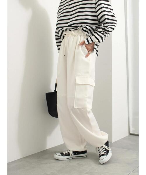 Samansa Mos2 blue(サマンサモスモスブルー)の「◎裾ドロストカーゴパンツ(カーゴパンツ・レディース・グレー/ブラック/オフホワイト・F)」の8枚目の写真