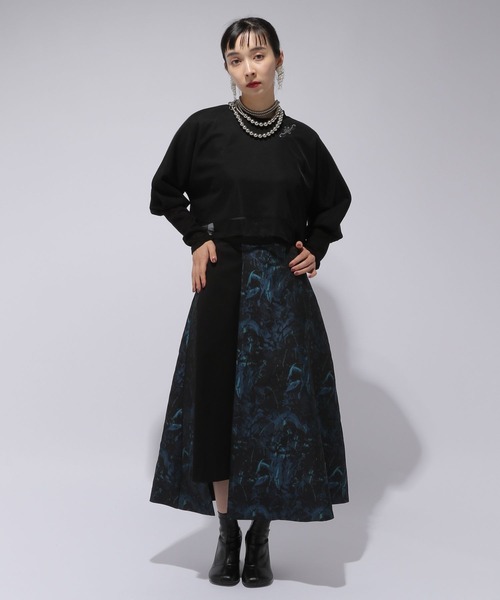 【HARE】ポイントシシュウスウェット Web/レディース単独店限定 オーガンジーレイヤードスウェット/AMERICAN HOLIC（アメリカン