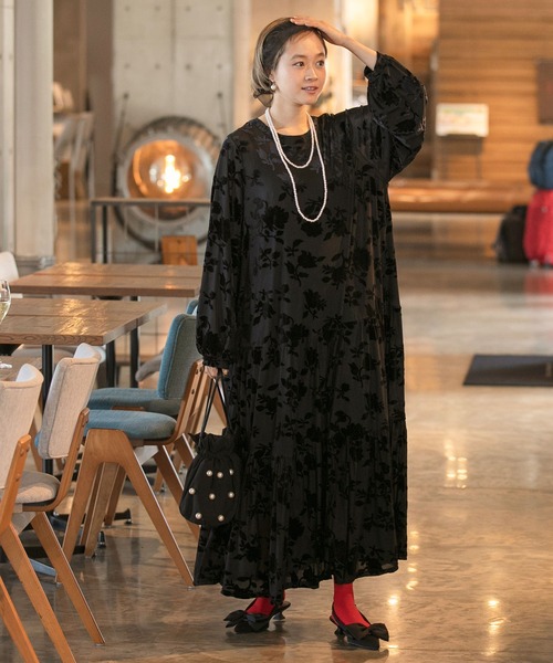 weakend ブラック ティアードワンピース(3) ギャザーフリルティアードワンピース ロングワンピ ＆ LOVE CLOSET