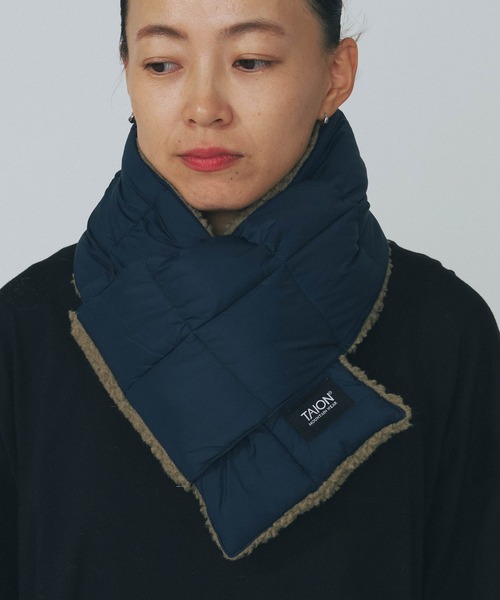 TAION（タイオン）の「TAION REVERSIBLE MOUNTAIN DOWNxBOA SCARF TAION-R201MT（ストール/ショール・メンズ・パープル/ブラウン/オリーブ/ブラック/ネイビー・ONE SIZE）」の12枚目の写真