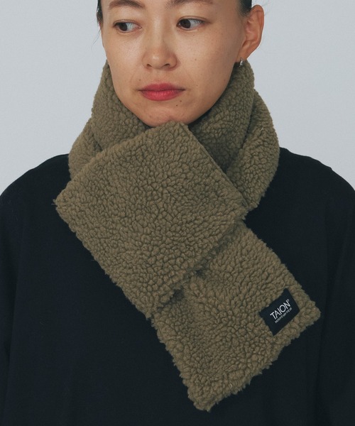 TAION（タイオン）の「TAION REVERSIBLE MOUNTAIN DOWNxBOA SCARF TAION-R201MT（ストール/ショール・メンズ・パープル/ブラウン/オリーブ/ブラック/ネイビー・ONE SIZE）」の13枚目の写真