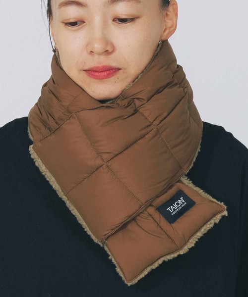 TAION（タイオン）の「TAION REVERSIBLE MOUNTAIN DOWNxBOA SCARF TAION-R201MT（ストール/ショール・メンズ・パープル/ブラウン/オリーブ/ブラック/ネイビー・ONE SIZE）」の14枚目の写真