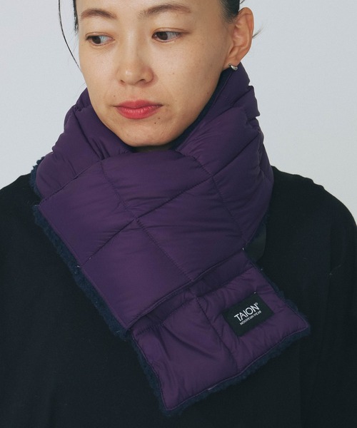 TAION（タイオン）の「TAION REVERSIBLE MOUNTAIN DOWNxBOA SCARF TAION-R201MT（ストール/ショール・メンズ・パープル/ブラウン/オリーブ/ブラック/ネイビー・ONE SIZE）」の16枚目の写真