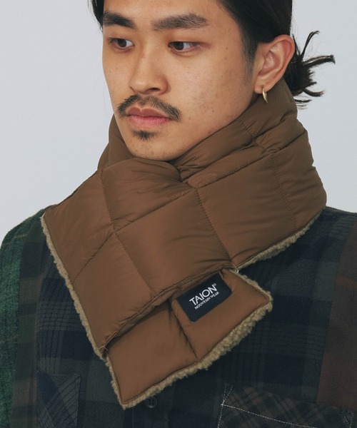 TAION（タイオン）の「TAION REVERSIBLE MOUNTAIN DOWNxBOA SCARF TAION-R201MT（ストール/ショール・メンズ・パープル/ブラウン/オリーブ/ブラック/ネイビー・ONE SIZE）」の20枚目の写真