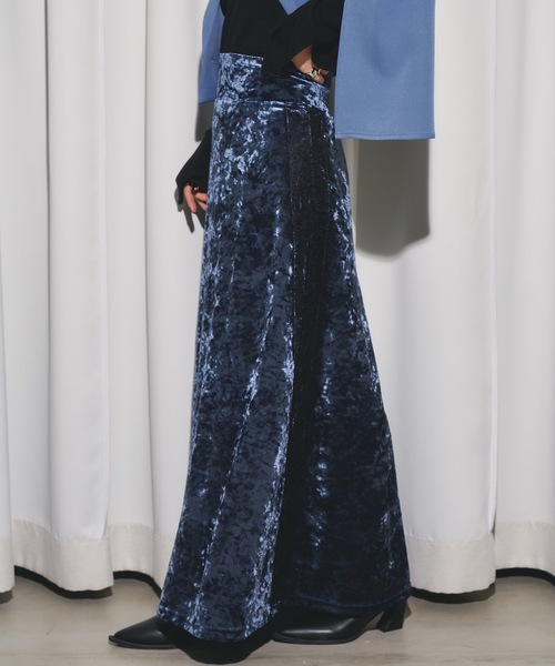 VIOLETTA（ヴィオレッタ）の「サイドレースベロアロングスカート（スカート・レディース・グレー/ブルー・S/M）」の12枚目の写真