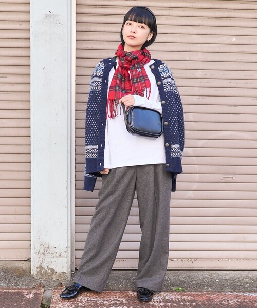 FREAK'S STORE（フリークスストア）の「TOWN CRAFT × FREAK'S STORE/タウンクラフト 別注 マフラー/チェックマフラー（マフラー・レディース・グレー/レッド/ベージュ・ONE SIZE）」の11枚目の写真