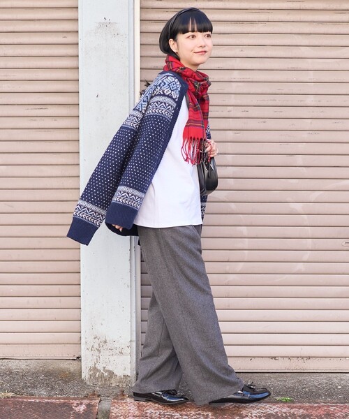 FREAK'S STORE（フリークスストア）の「TOWN CRAFT × FREAK'S STORE/タウンクラフト 別注 マフラー/チェックマフラー（マフラー・レディース・グレー/レッド/ベージュ・ONE SIZE）」の10枚目の写真
