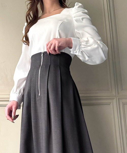 JUNOAH（ジュノア）の「ハイウエストフロントジップコルセットフレア