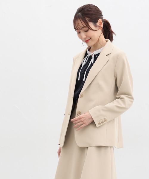 Honeys（ハニーズ）の「ウォッシャブルダブルボタンストレッチテーラードジャケット（テーラードジャケット・レディース・アイボリー/ダークネイビー/杢グレー/ベージュ/ブラック・L/M/LL/S/3L）」の12枚目の写真