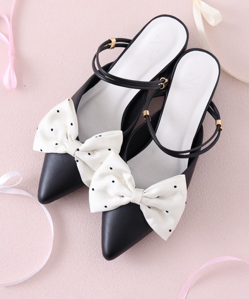 VIVIAN(ヴィヴィアン)の「2WAYポインテッドトゥリボンストラップミュールパンプス 結婚式 二次会 パーティー フォーマル オケージョン(サンダル・レディース・ブラック/クリアブラック/アイボリー/シルバー/グリーン/ブロンズ/その他3・LL/S/M/L)」の6枚目の写真