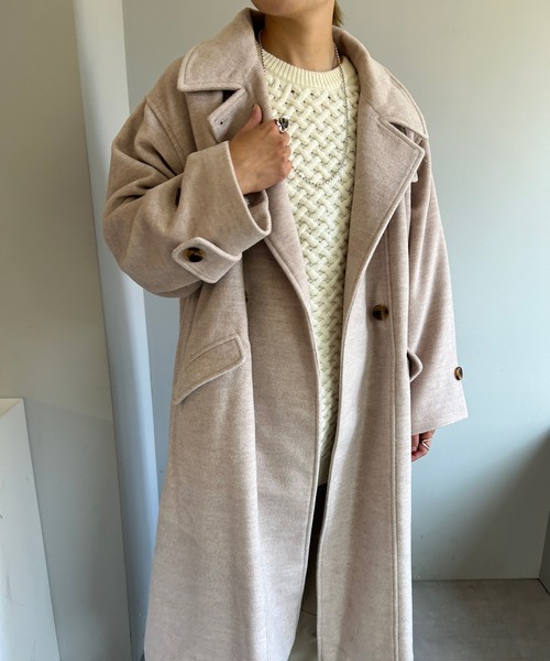 SHENERY（シーナリー）の「ステンカラーロングコート（その他アウター・レディース・ベージュ/ブラック・FREE）」の2枚目の写真