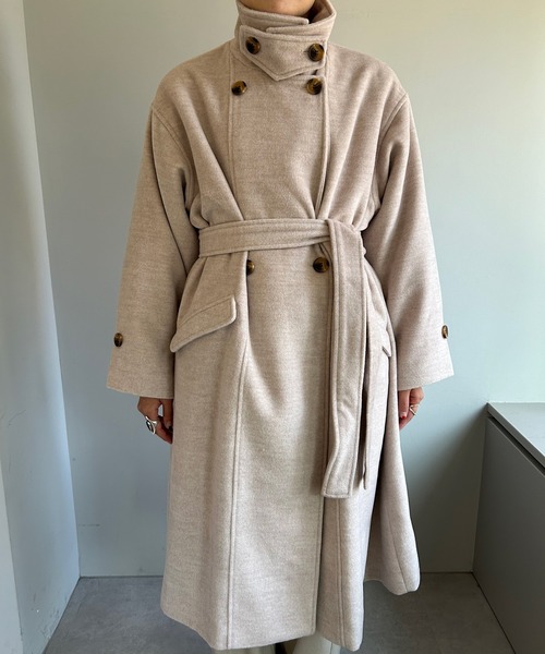 SHENERY（シーナリー）の「ステンカラーロングコート（その他アウター・レディース・ベージュ/ブラック・FREE）」の6枚目の写真