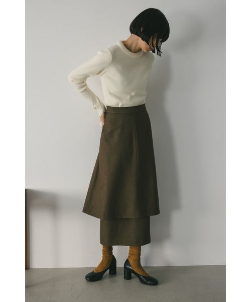 STYLEMIXER(スタイルミキサー)の「バックスリットレイヤードスカート(スカート・レディース・ブラウン/チャコールグレー・MEDIUM/SMALL)」の10枚目の写真