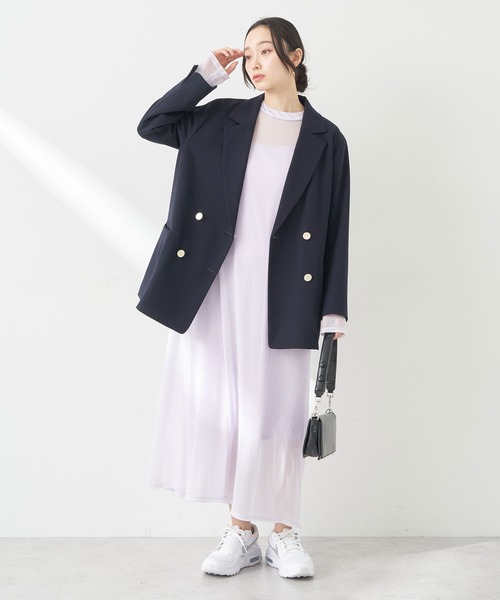 earth music&ecology（アースミュージックアンドエコロジー）の「ダブルテーラードジャケット（テーラードジャケット・レディース・ベージュ/ネイビー・L/M）」の3枚目の写真