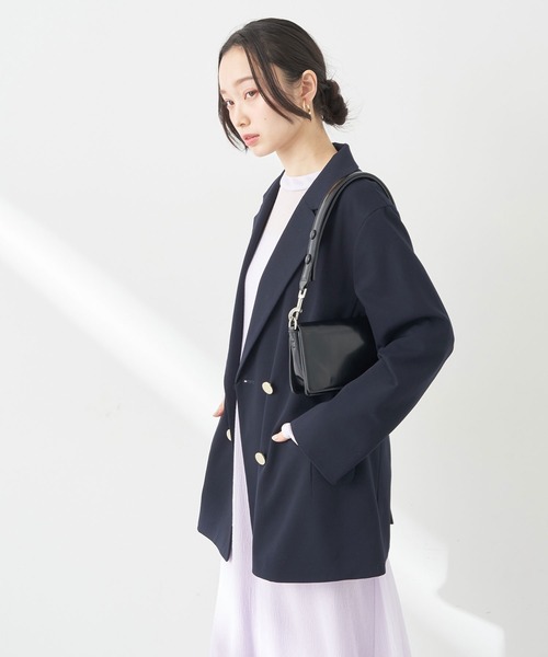 earth music&ecology（アースミュージックアンドエコロジー）の「ダブルテーラードジャケット（テーラードジャケット・レディース・ベージュ/ネイビー・L/M）」の8枚目の写真